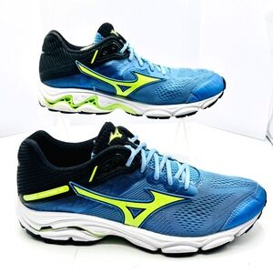 Mizuno WAVE INSPIRE 15 Men's US Sz 9 W 10 ½ Running Shoes Blue/White/Neon Green